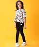 Anthrilo Blended Knit Half Sleeves Panda Printed Tee With Leggings - Black & White