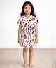 Anthrilo 100% Organic Cotton Knit Half Sleeves Nail Paint Printed Nighty - White