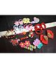 Kamule Unicorn & Floral Designed Sequins Embellished Hair Accessories Combo Set - Dark Red