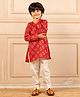 Jilmil Cotton Blend Woven Full Sleeves Patola Designed Kurta Pyjama Set - Red