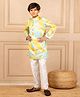 Jilmil Cotton Blend Woven Full Sleeves Tie Dye Kurta Pyjama Set - Light Blue & Yellow