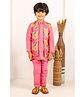 Jilmil Cotton Silk Woven Full Sleeves Solid Kurta Pyjama With Floral Printed Jacket Set - Pink