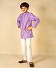 Jilmil Cotton Silk Woven Full Sleeves Birds Embroidered Kurta Pant Set - Purple