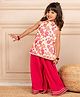 Jilmil Cotton Blend Woven Sleeveless Floral Printed Gota Lace Embellished Short Kurti  & Palazzo Set - Pink