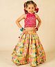 Jilmil Brocade Woven Sleeveless Floral Printed Lehenga Choli Set - Pink