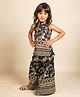 Jilmil Silk Woven Sleeveless Floral Foil Printed Sequins Embellished Short Kurti & Coordinating Palazzo Set - Black