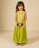 Jilmil Cotton Blend Woven Sleeveless Chevron Printed & Gota Lace Embellished Kurti Palazzo Set - Yellow