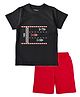 Etched Design 100% Cotton Knit Half Sleeves Racing Cars Printed Tee & Shorts Set - Black & Red