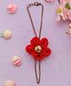 Knotty Ribbons Floral Designed Sequins Embellished Chained Bracelet - Red