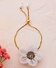 Knotty Ribbons Floral Designed Sequins Embellished Chained Bracelet - White