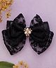 Knotty Ribbons Stones Embellished Bow Applique Detailed Alligator Clip - Black