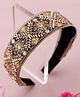 Knotty Ribbons Floral Embroidered Sequins Embellished Hair Band - Golden