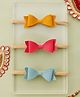 Knotty Ribbons Set Of 3 Bow Applique Detailed Headbands - Dark Pink Mustard & Blue