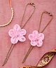 Knotty Ribbons Floral Applique Detailed Sequins Embellished Haath Phool Style Bracelets - Pink