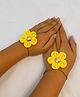 Knotty Ribbons Floral Designed Sequins Embellished Haath Phool Style Bracelets - Yellow