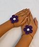 Knotty Ribbons Floral Designed Sequins Embellished Haath Phool Style Bracelets - Purple