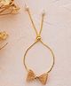 Knotty Ribbons Bow Applique Detailed Adjustable Chain Bracelet - Gold