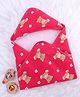 Babyhug Cotton Knit Hooded  Wrapper With Animal Print L 78 x B 75.5 cm - Red
