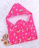Babyhug Cotton Knit Hooded  Wrapper With Bird Print L 78 x B 75.5 cm - Pink