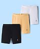 Pine Kids Cotton Lycra Knit Above Knee Length Solid Cycling Shorts Pack of 3 - Tan White & Black