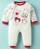 Pink Rabbit Single Jersey Knit Full Sleeves Romper With Animal Print - Red & White
