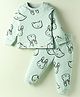 Pink Rabbit Interlock Knit Full Sleeves Bunny Printed Co-ords Night Suit - Light Blue
