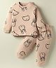 Pink Rabbit Interlock Knit Full Sleeves Bunny Printed Co-ords Night Suit - Peach