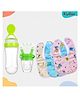 Kritiu Baby Feeding Combo 1 Food Feeder 1 Fruit Nibbler With 3 cotton Waterproof Bibs -(Pack of-5) Green