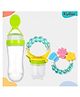 Kritiu Baby Silicone Squeezy Food Feeder Spoon Bottle Rattle Teether and Silicone Fruit & Food Nibbler -(Pack of 3)- Green