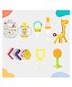 Kritiu Baby Feeding Essential Combo 1 Giraffe Teether 1 Food Feeder 1 Sippy Cup 1 Fruit Nibbler 1 Pacifier 1 Fruit Shape Teether 1 Pcs Bib With Hanky-(Pack of 8)