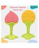 Kritiu Silicone Fruit Shape Stand Teethers- (Pack of 2)- Peach,Yellow