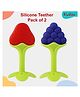 Kritiu Silicone Fruit Shape Stand Teethers (Pack of 2)- Red,Blue