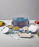 PddFalcon Stainless Steel EcoNxt Lunch Box Oval Meal Set of 3 with insulated bag 1100 ml - Grey