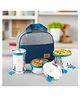 PddFalcon Stainless Steel EcoNxt Lunch Box Supreme Set of 3 with Insulated Bag 1100 ml- Light Grey