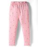 Evimo Sinker Knit Full Length Leggings With Floral Buds Print - Pink