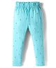 Evimo Sinker Knit Full Length Leggings With Floral Buds Print - Light Blue