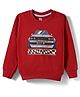 Evimo Looper Knit Full Sleeves T-Shirt with Car Print - Red