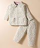Evimo Single Jersey Knit Full Sleeves Co-ords Night Suit with Floral Print - Off White