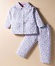 Evimo Single Jersey Knit Full Sleeves Co-ords Night Suit with Floral Print - White