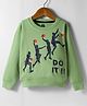 Evimo Looper Knit Full Sleeves T-Shirt with Do it Text Print - Green