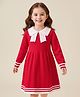 Mark & Mia Viscose Full Sleeves Woolen Dress with Peter Pan Collar - Red
