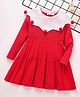 Mark & Mia Viscose Full Sleeves Woolen Dress with Applique - Red