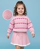 Mark & Mia Viscose Full Sleeves Pullover Sweater & Skirt Set with Heart Design - Pink