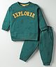 Zero Looper Knit Full Sleeves Co-ords T-Shirt & Lounge Pant Set with Explorer Print - Green