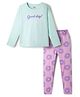 Primo Gino Cotton Knit Full Sleeves Night Suit With Text & Floral Print - Mint
