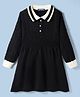 Pine Kids Knit Full Sleeves Woollen Dress With Cable Knit Design - Black & White