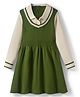 Pine Kids Knitted Full Sleeves Solid Woollen Dress - Olive Green