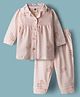 Zero Sinker Knit Full Length Co-ords Night Suit With Floral Print - Peach