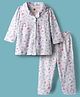 Zero Sinker Knit Full Sleeves Co-ords Night Suit With Floral Print - White