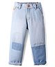 Little Kangaroos Woven Full Length Washed Denim Jeans with Patch Detailing - Light Blue